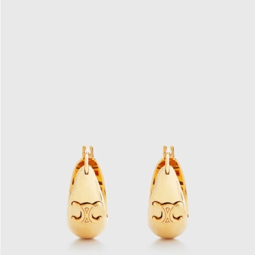 CELINE Triomphe Large Earrings in Brass with Gold Finish
